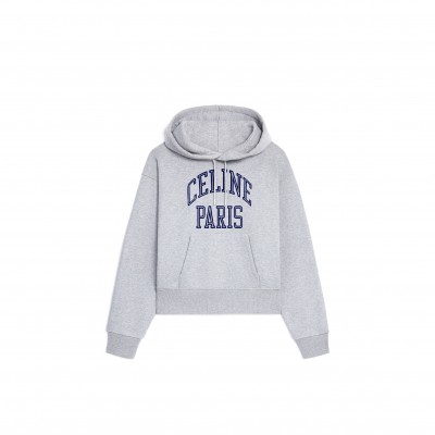 CELINE LOOSE HOODIE IN COTTON FLEECE GREY MELANGE NAVY RY0KI345F-09SH